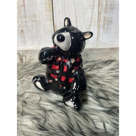 Black‎ Bear Salt Shaker Glazed Ceramic - Picture 1 of 5